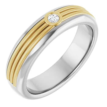 14K White & Yellow 2.5 mm Round Men's Ring Mounting