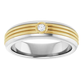 14K White & Yellow 2.5 mm Round Men's Ring Mounting