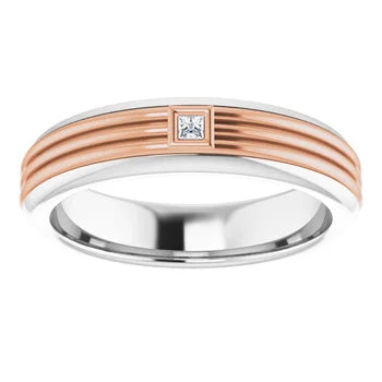 14K White & Rose 1.75 mm Square Men's Ring Mounting