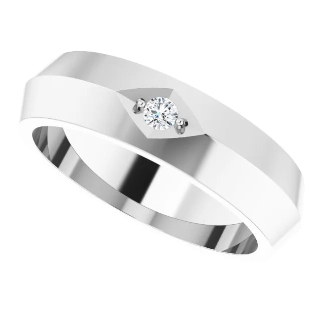 14K White .06 CT Natural Diamond Knife Edge Band Size 10