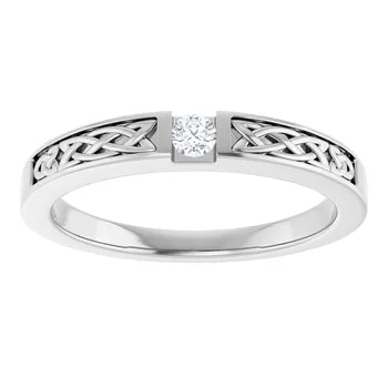 14K White 3 mm Round Mens Ring Mounting