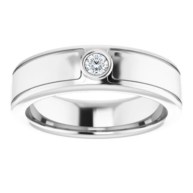 14K White 3 mm Round Mens Ring Mounting