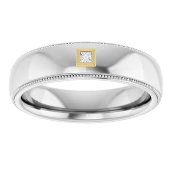 14K White & Yellow 1.75x1.75 mm Square Men's Ring Mounting