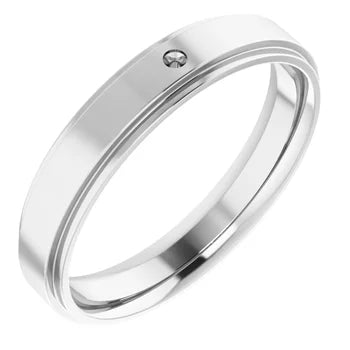 14K White 1.5 mm Round Mens Ring Mounting