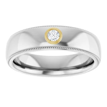 14K White & Yellow 3 mm Round Men's Ring Mounting