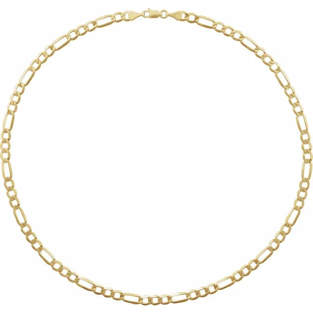 14K Yellow 3 mm Figaro 24" Chain