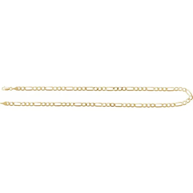 14K Yellow 3 mm Figaro 24" Chain